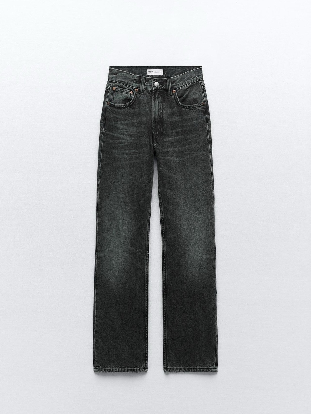 Black Zara high rise straight leg jeans